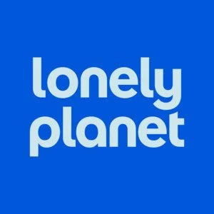 Blue background with the white text 'lonely planet' in lowercase letters.