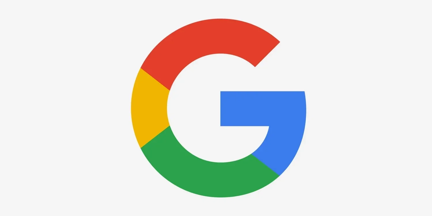 Google logo with a multicolored G on a light gray background